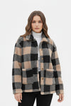 Caurelle | Women’s Plaid Teddy Coat with Patched Pockets – Autumn/Winter Outerwear