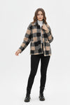 Caurelle | Women’s Plaid Teddy Coat with Patched Pockets – Autumn/Winter Outerwear