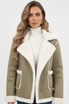 Caurelle | Women’s Ultra-Soft Plush Lapel Jacket – Winter Warmth with Faux Fur Detail
