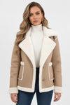 Caurelle | Women’s Ultra-Soft Plush Lapel Jacket – Winter Warmth with Faux Fur Detail