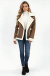 Caurelle | Women’s Ultra-Soft Plush Lapel Jacket – Winter Warmth with Faux Fur Detail