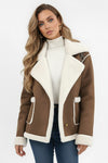 Caurelle | Women’s Ultra-Soft Plush Lapel Jacket – Winter Warmth with Faux Fur Detail