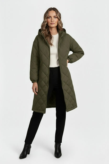 Caurelle | Women’s Elegant Quilted Hooded Coat – Fall/Winter Essential