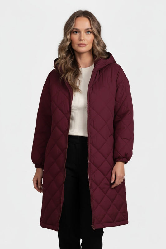 Caurelle | Women’s Elegant Quilted Hooded Coat – Fall/Winter Essential