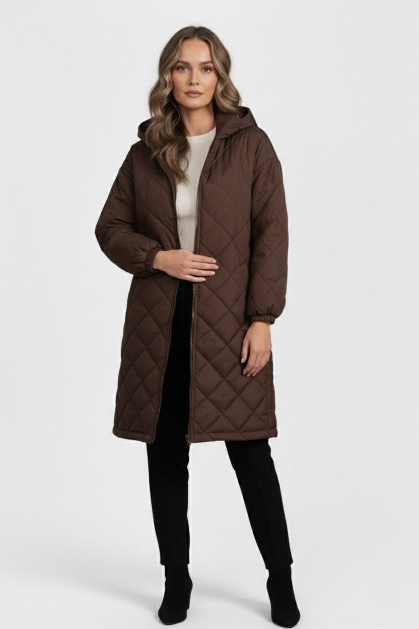 Caurelle | Women’s Elegant Quilted Hooded Coat – Fall/Winter Essential
