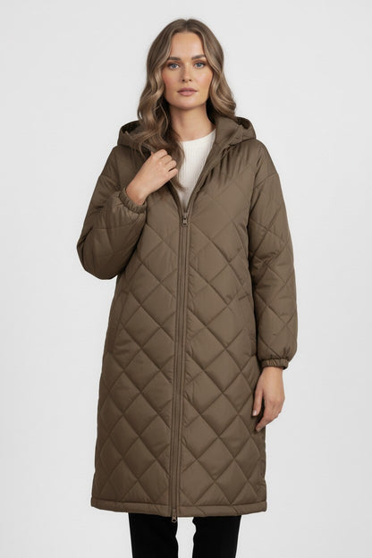 Caurelle | Women’s Elegant Quilted Hooded Coat – Fall/Winter Essential