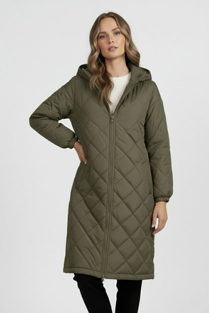 Caurelle | Women’s Elegant Quilted Hooded Coat – Fall/Winter Essential