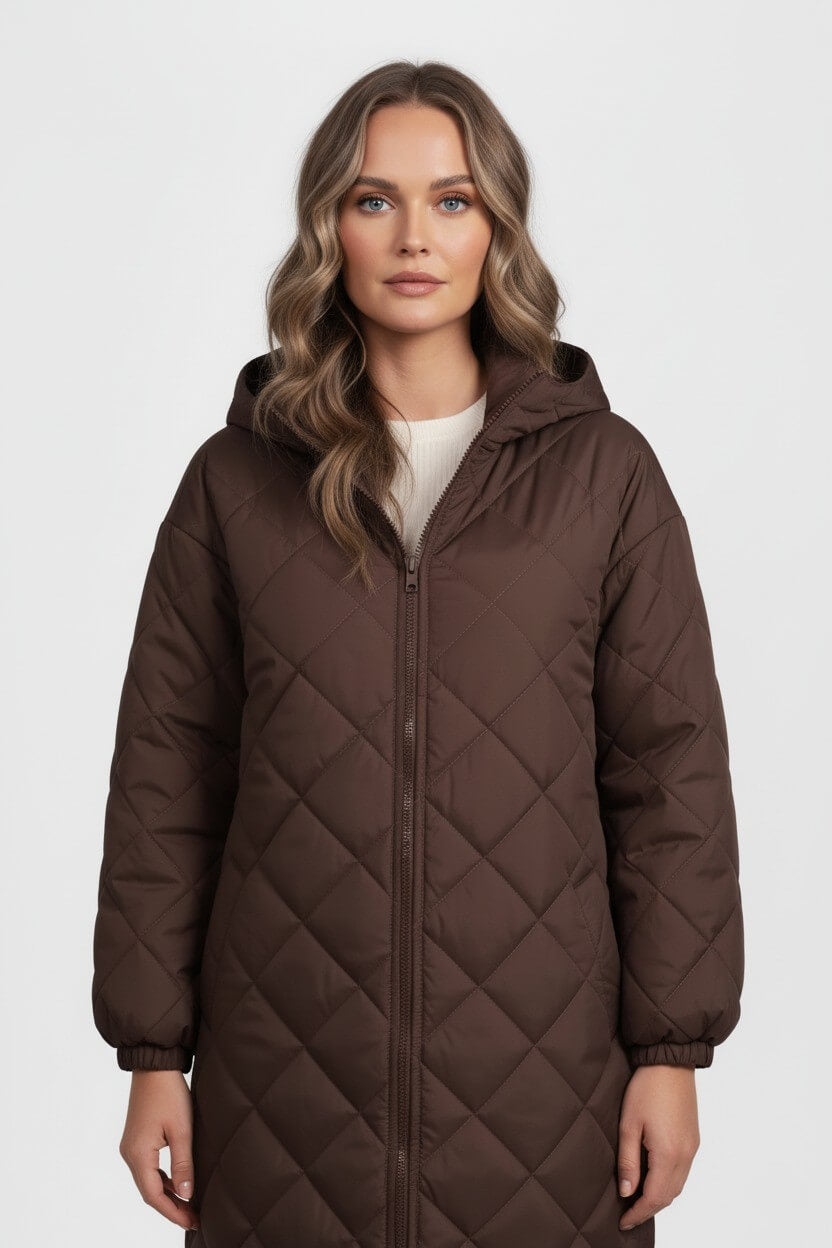 Caurelle | Women’s Elegant Quilted Hooded Coat – Fall/Winter Essential