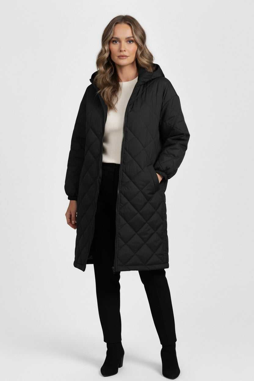 Caurelle | Women’s Elegant Quilted Hooded Coat – Fall/Winter Essential
