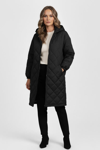 Caurelle | Women’s Elegant Quilted Hooded Coat – Fall/Winter Essential