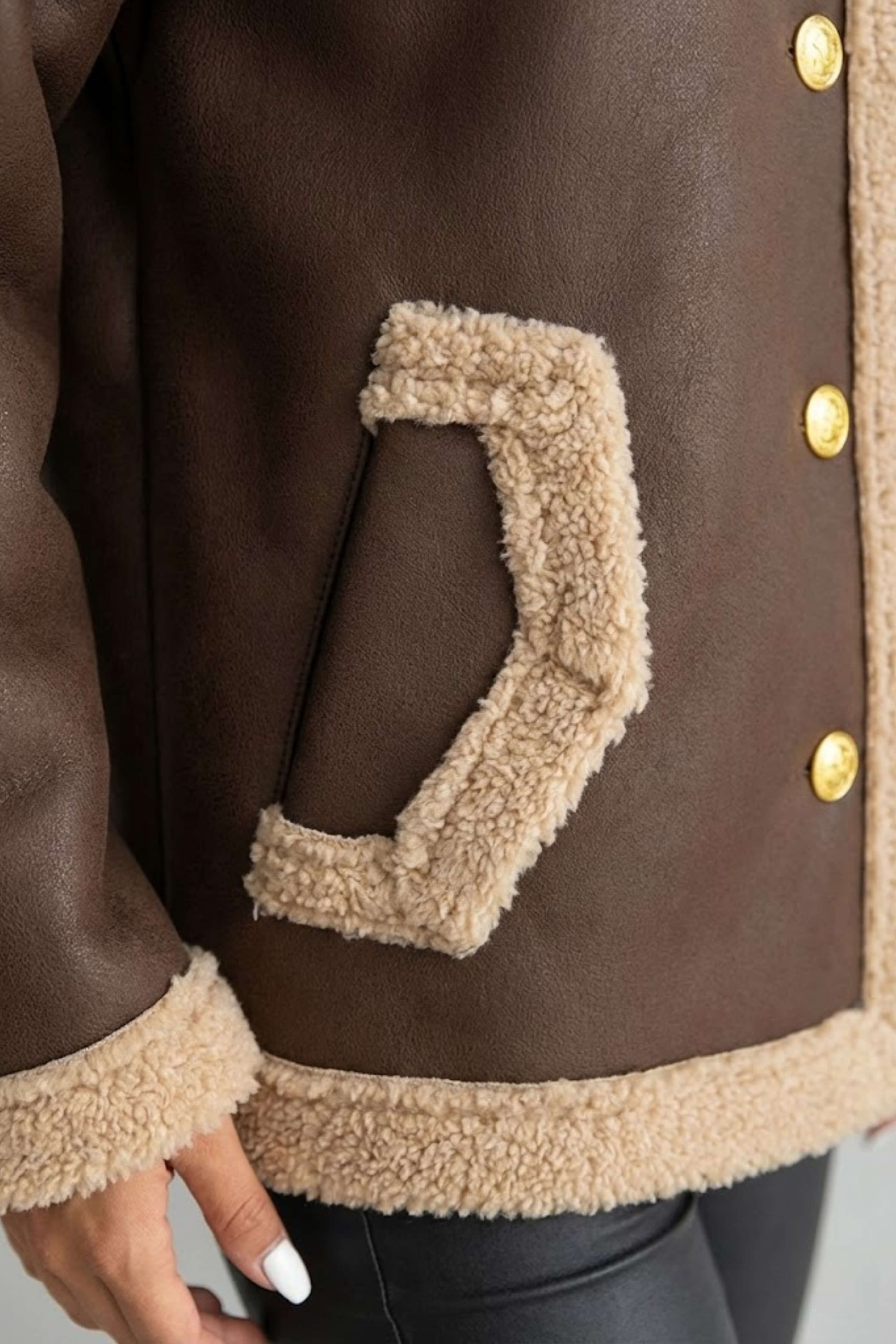 Caurelle | Women’s Smooth Cropped Faux Fur Lapel Jacket