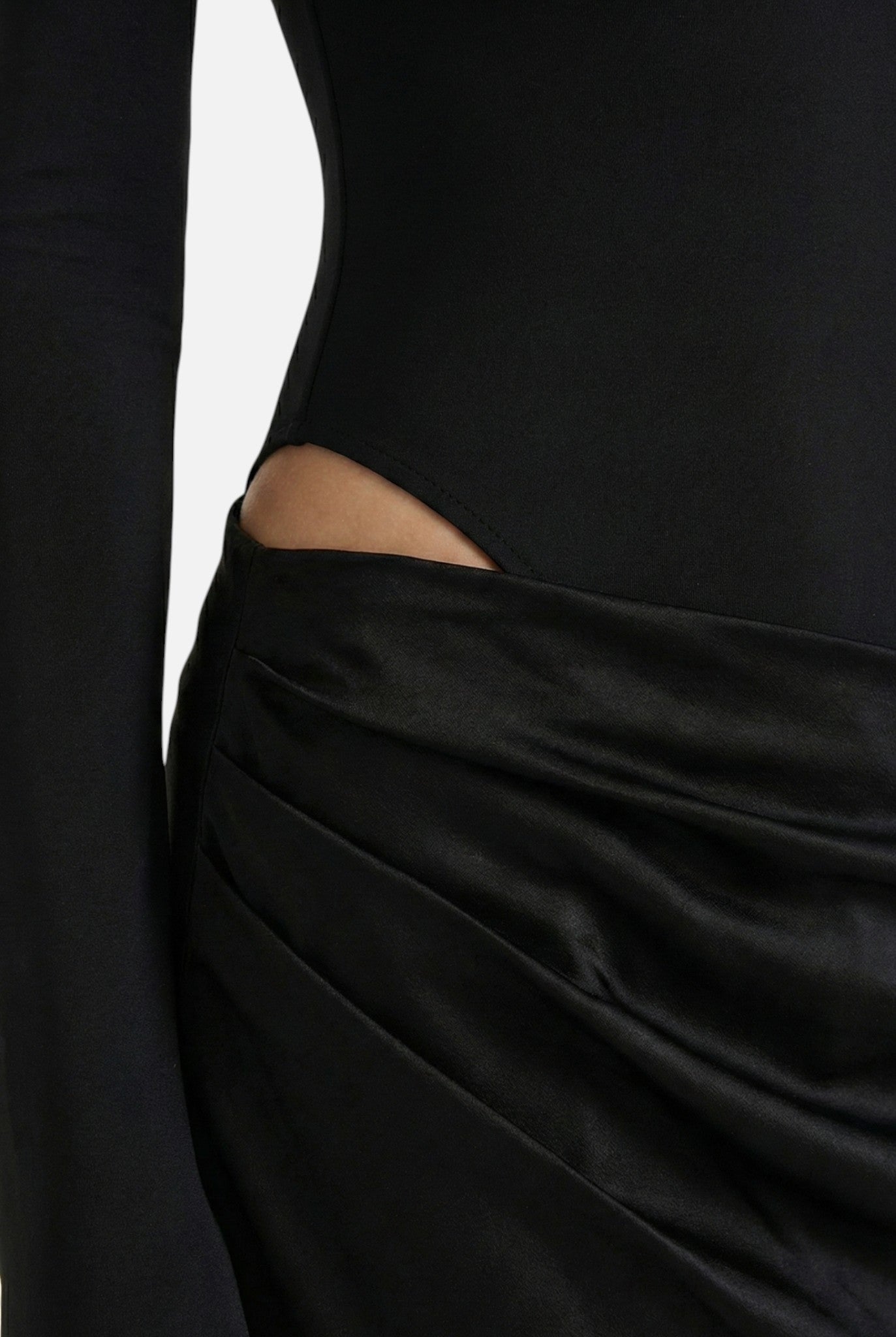 Caurelle | Women's Long Sleeves Maxi Dress - Satin Look and High Neck