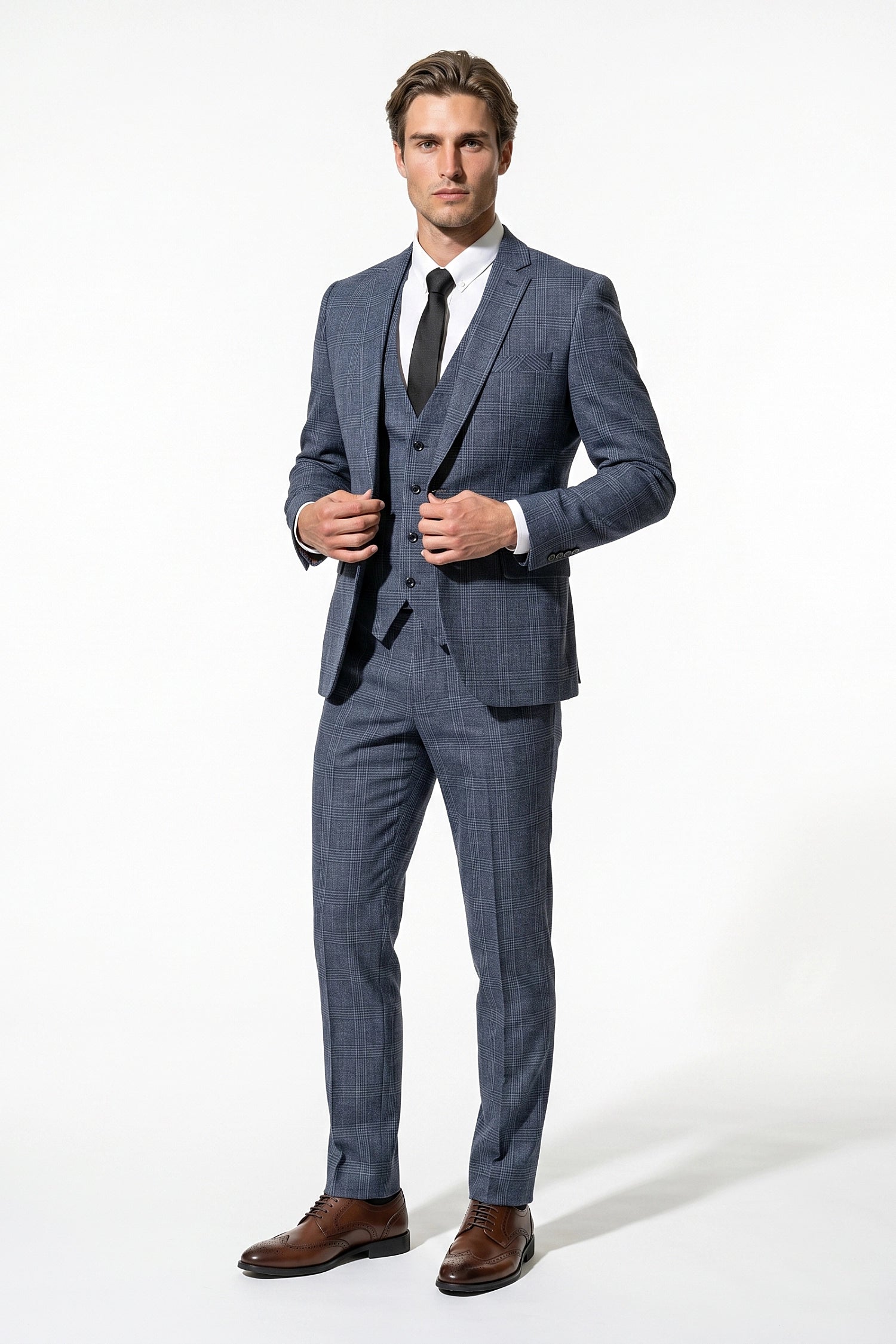 Caurelle | Men’s Plaid Three Piece Suit Business Wedding Guest Casual Elegance