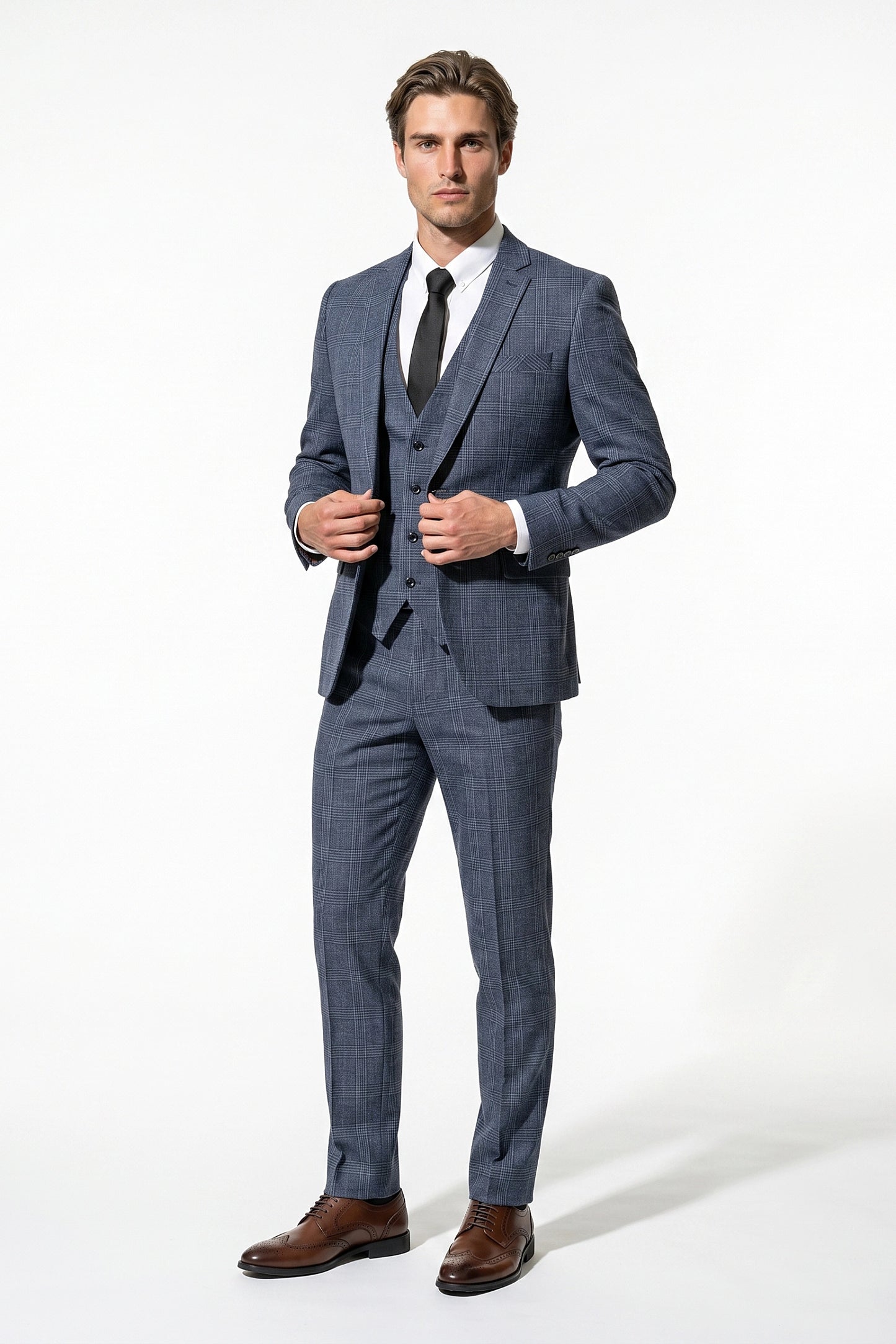 Caurelle | Men’s Plaid Three Piece Suit Business Wedding Guest Casual Elegance