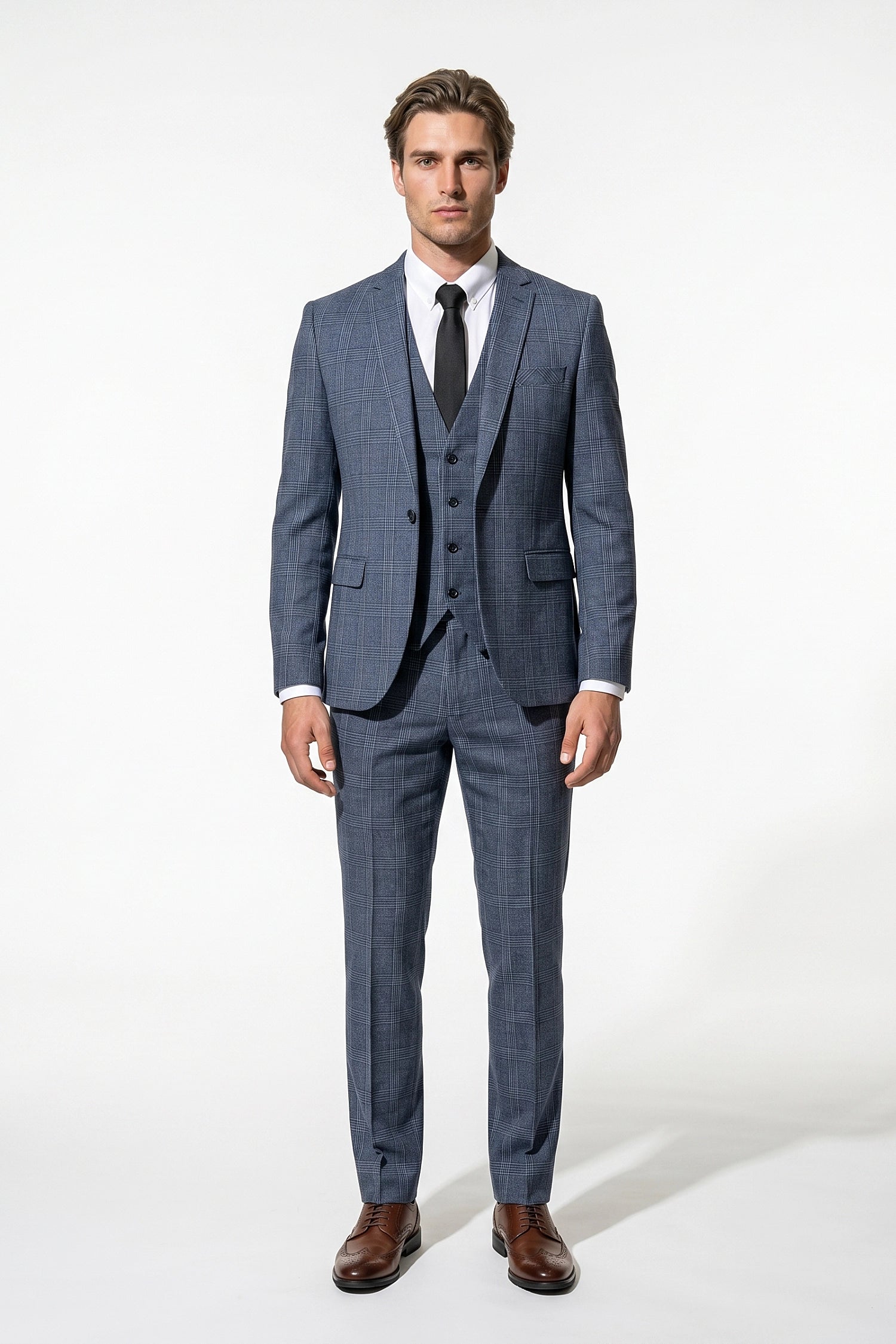 Caurelle | Men’s Plaid Three Piece Suit Business Wedding Guest Casual Elegance