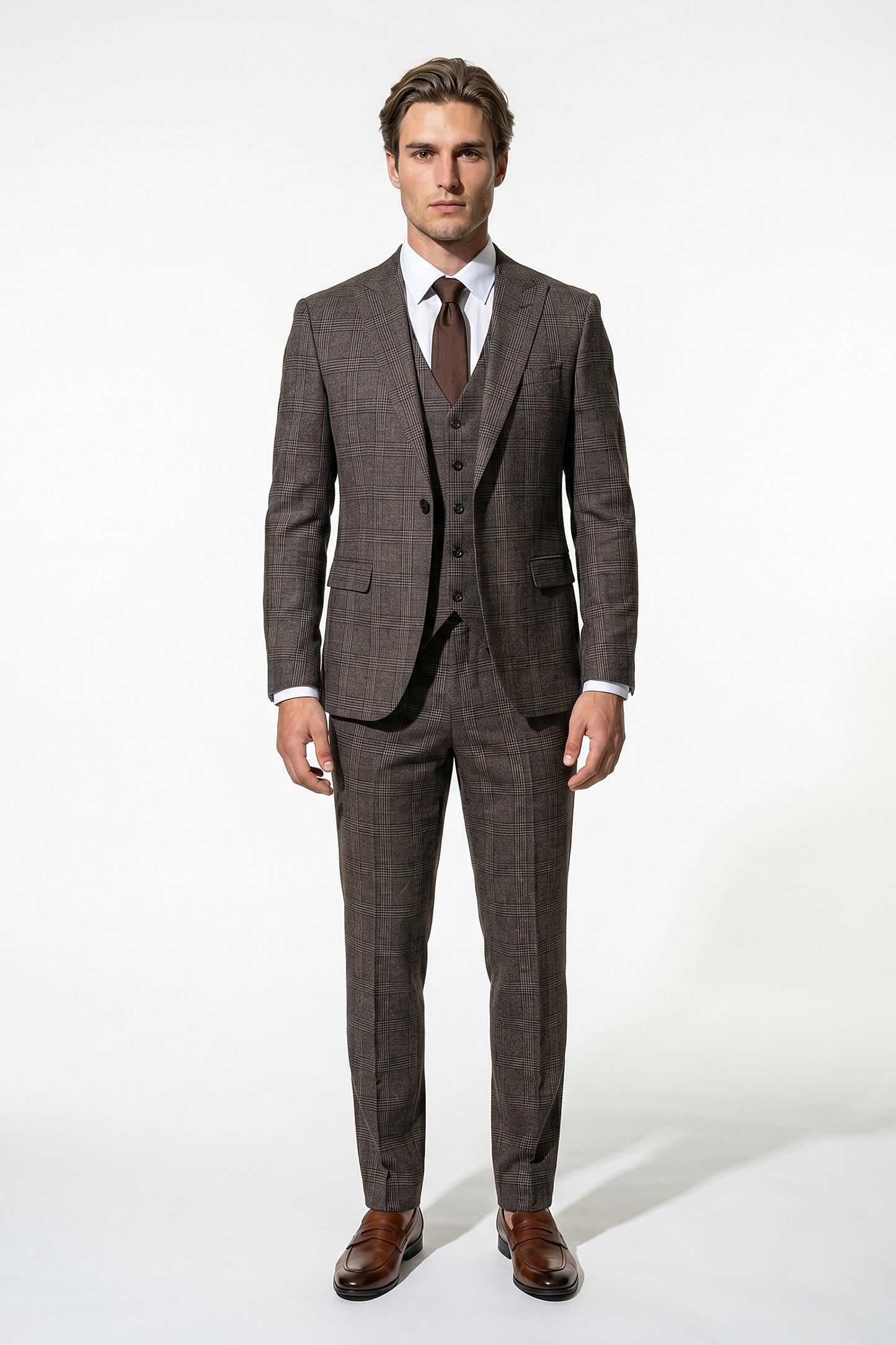 Caurelle | Men’s Plaid Three Piece Suit Business Wedding Guest Casual Elegance