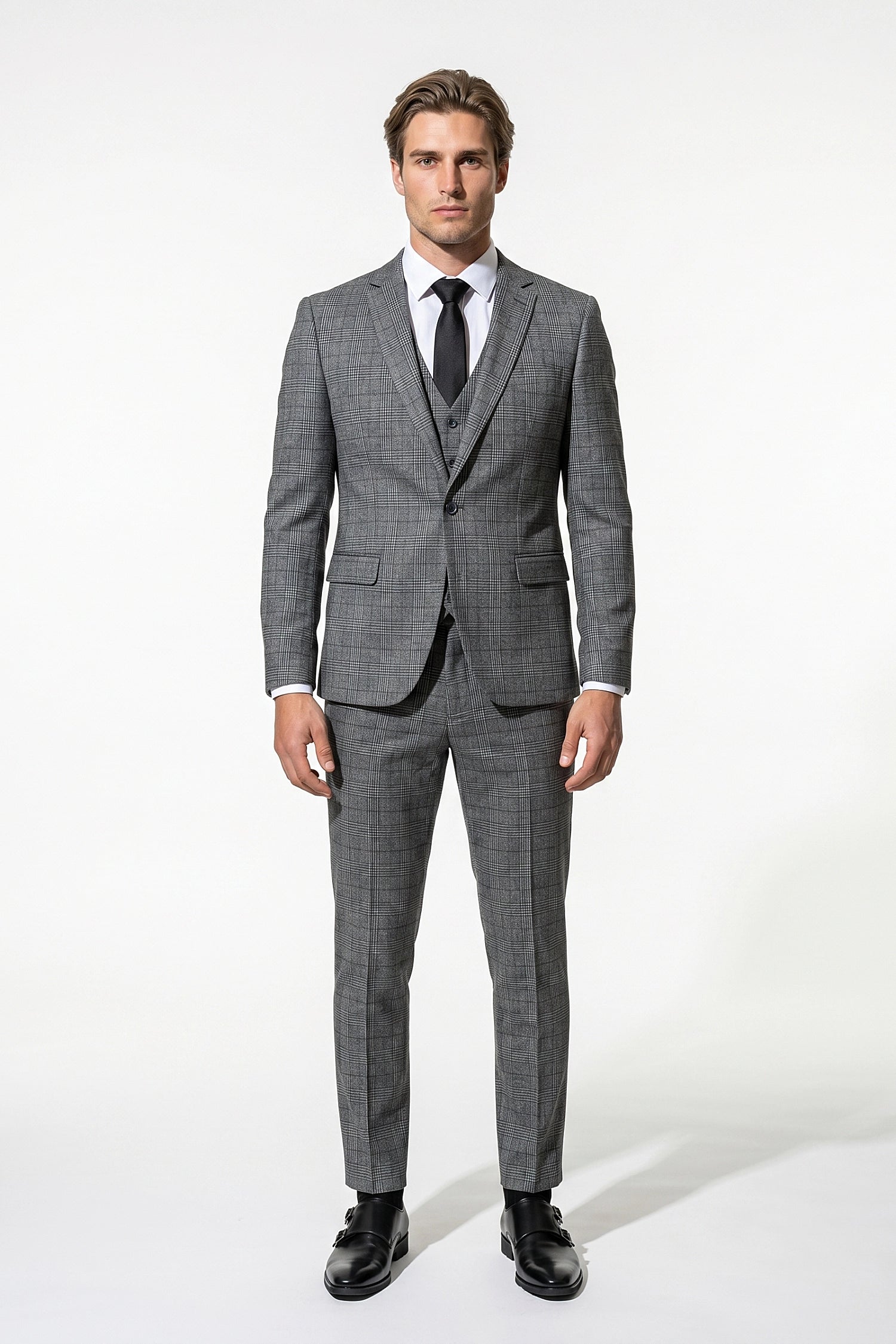 Caurelle | Men’s Plaid Three Piece Suit Business Wedding Guest Casual Elegance