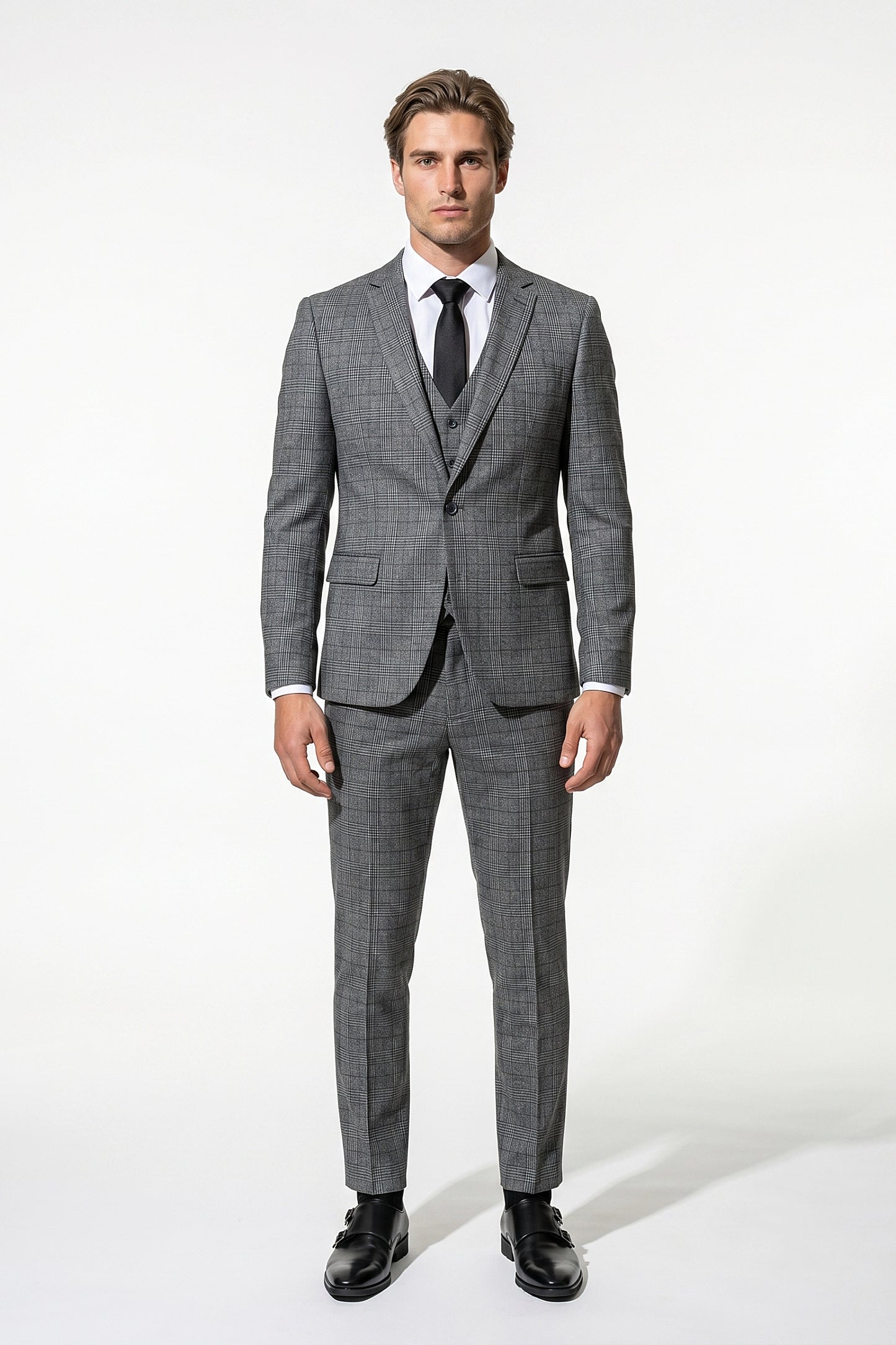 Caurelle | Men’s Plaid Three Piece Suit Business Wedding Guest Casual Elegance