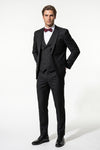 Men's Black Slim Fit Three Piece Suit with Double-Breasted Waistcoat