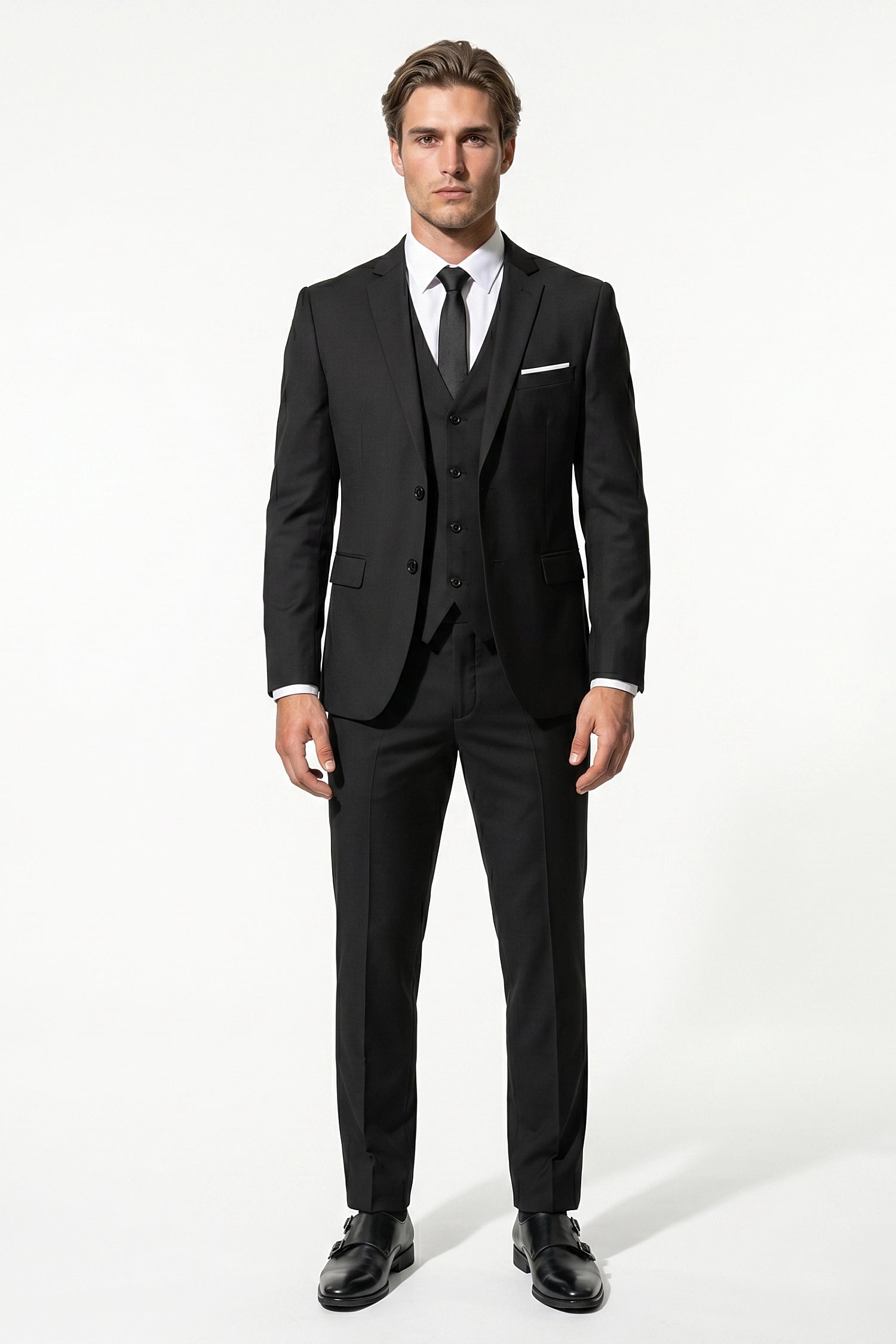 Men's Slim Fit Three Piece Suit with Single-Breasted Waistcoat