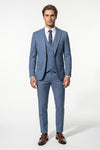 Men's Black Slim Fit Three Piece Suit with Double-Breasted Waistcoat