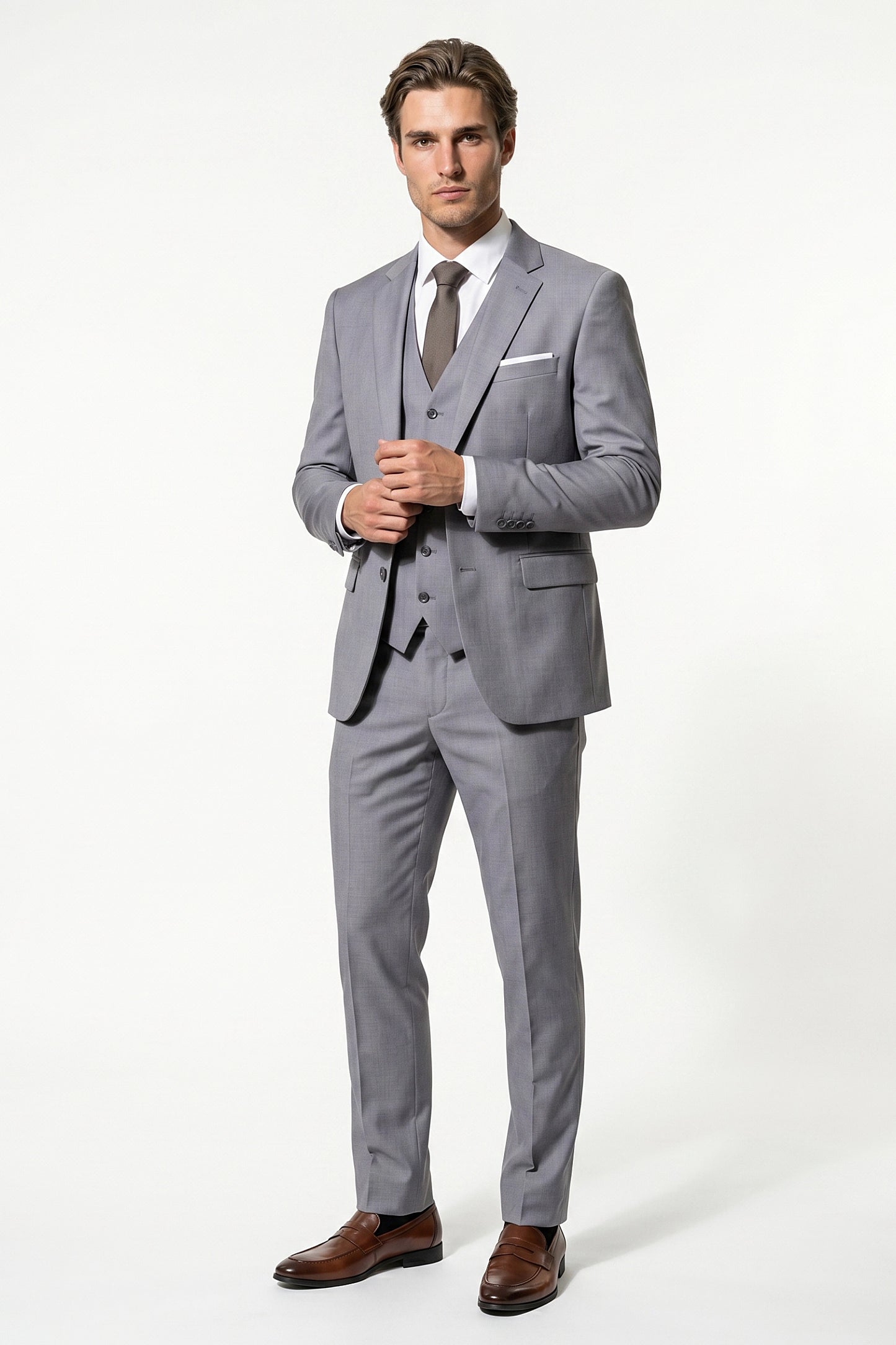 Men's Slim Fit Three Piece Suit with Single-Breasted Waistcoat