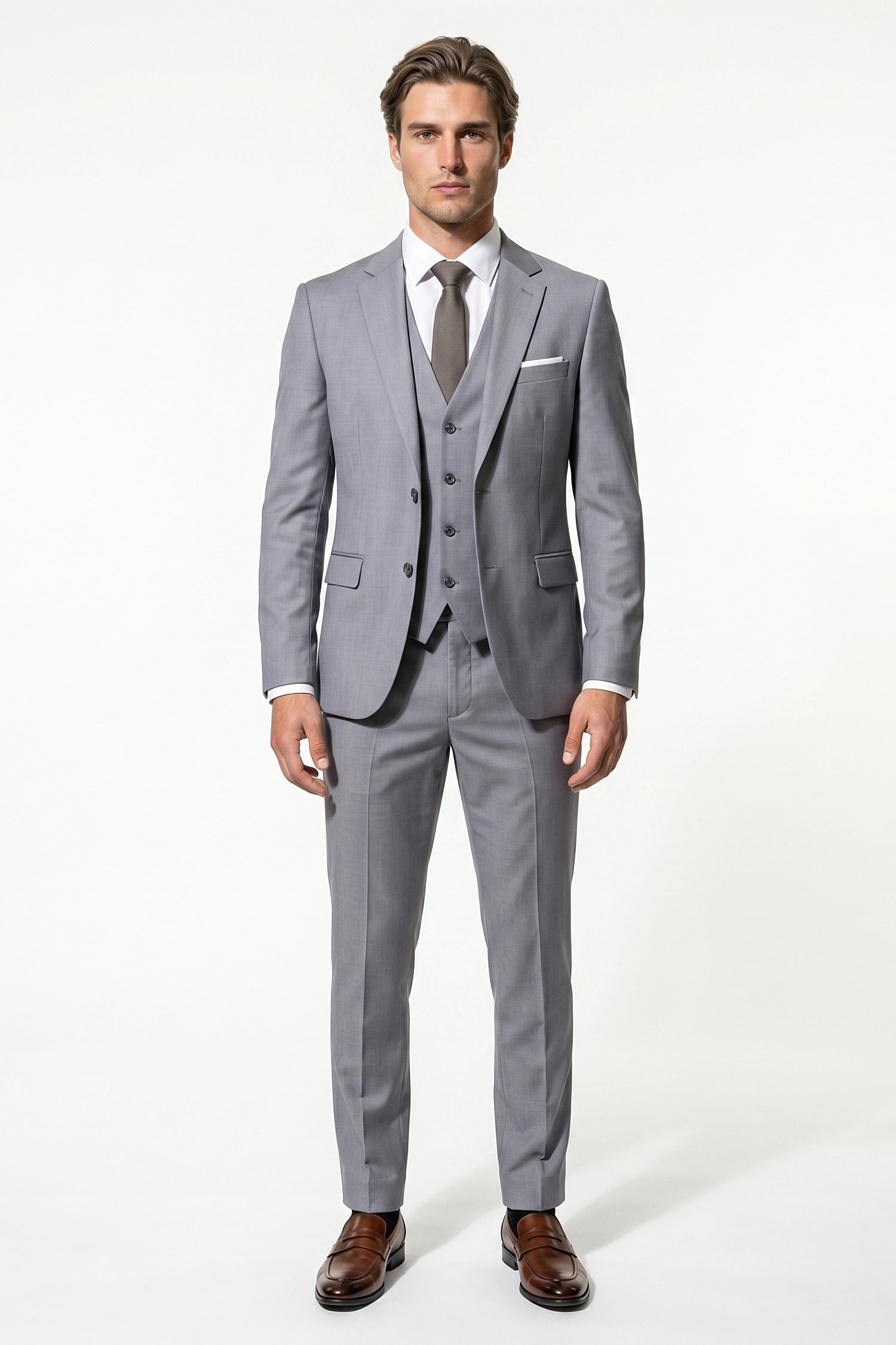 Men's Slim Fit Three Piece Suit with Single-Breasted Waistcoat