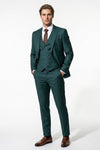 Men's Black Slim Fit Three Piece Suit with Double-Breasted Waistcoat