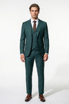Men's Black Slim Fit Three Piece Suit with Double-Breasted Waistcoat