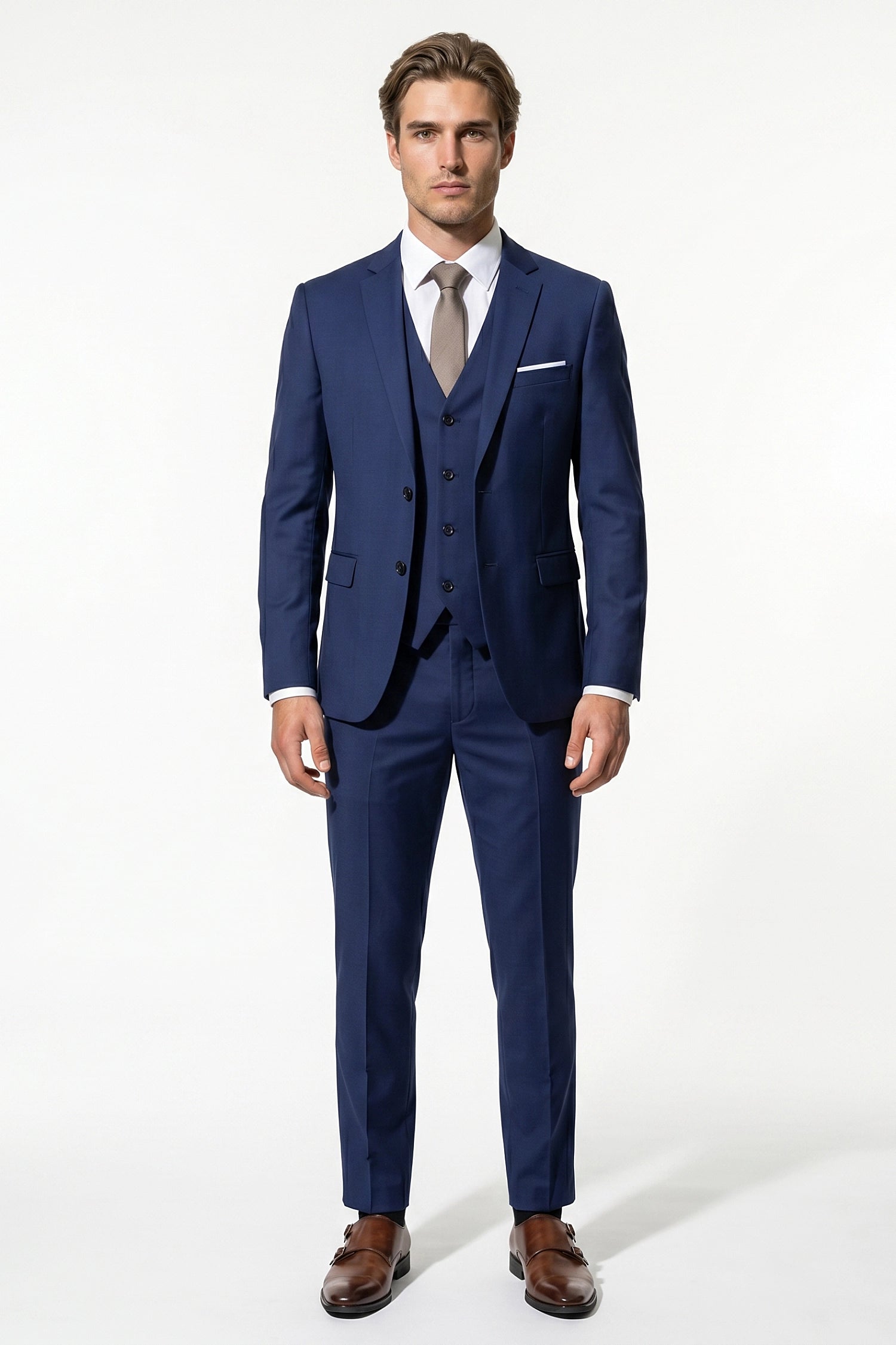 Men's Slim Fit Three Piece Suit with Single-Breasted Waistcoat