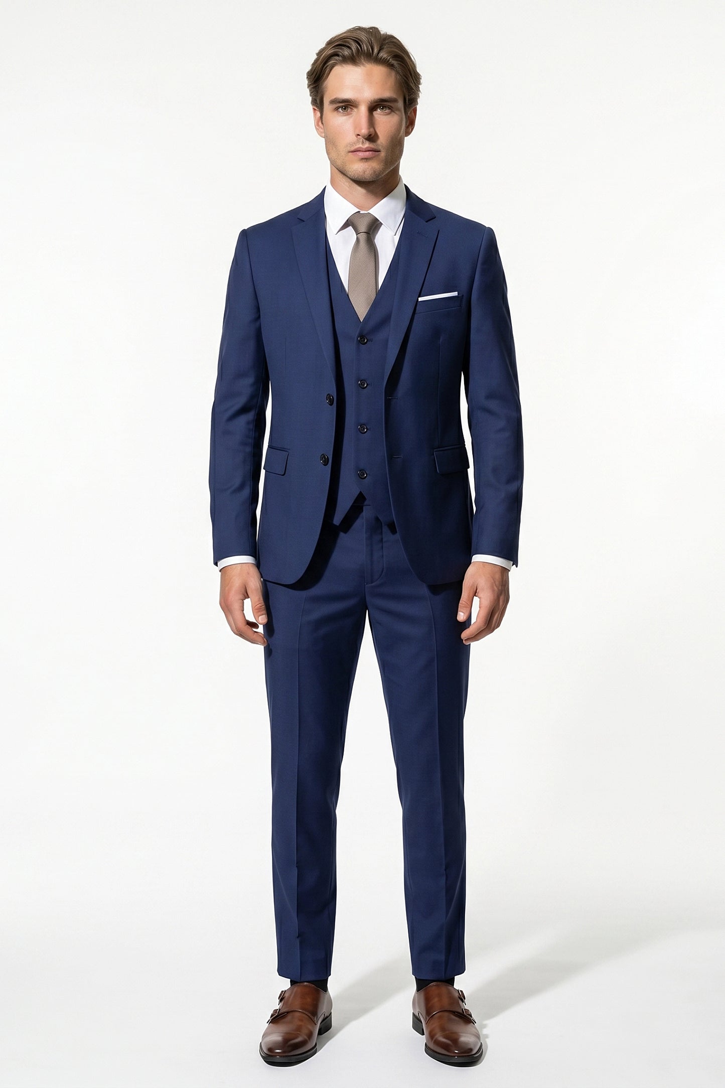 Men's Slim Fit Three Piece Suit with Single-Breasted Waistcoat