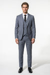 Men's Black Slim Fit Three Piece Suit with Double-Breasted Waistcoat