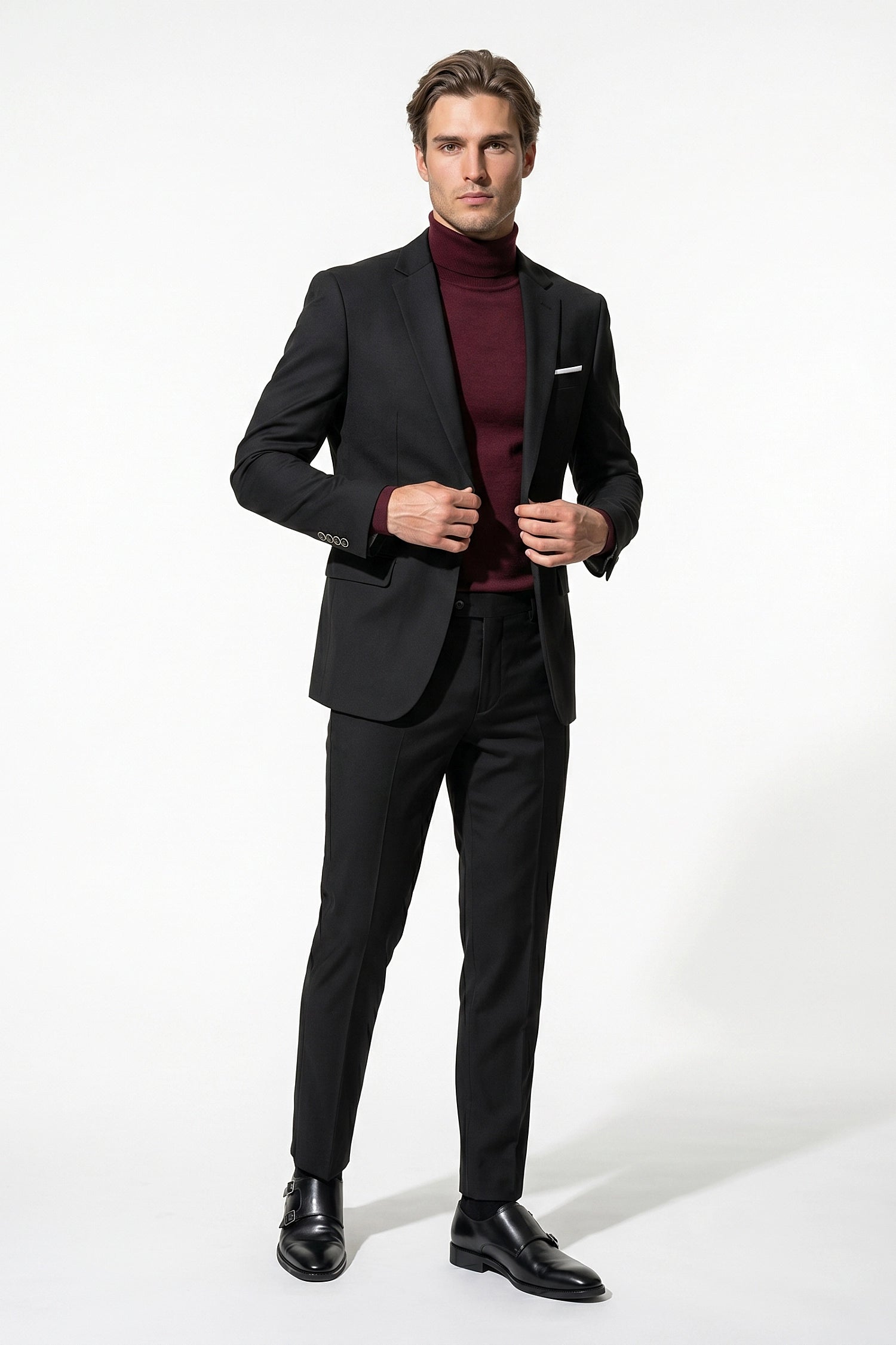 Men's Slim Fit Single Breasted Two Piece Suit