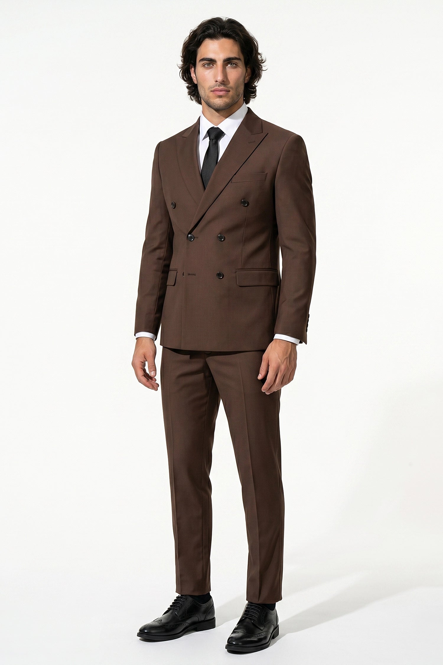 Caurelle | Men’s Two Piece Suit Set Double Breasted Peaked Lapel Tailored