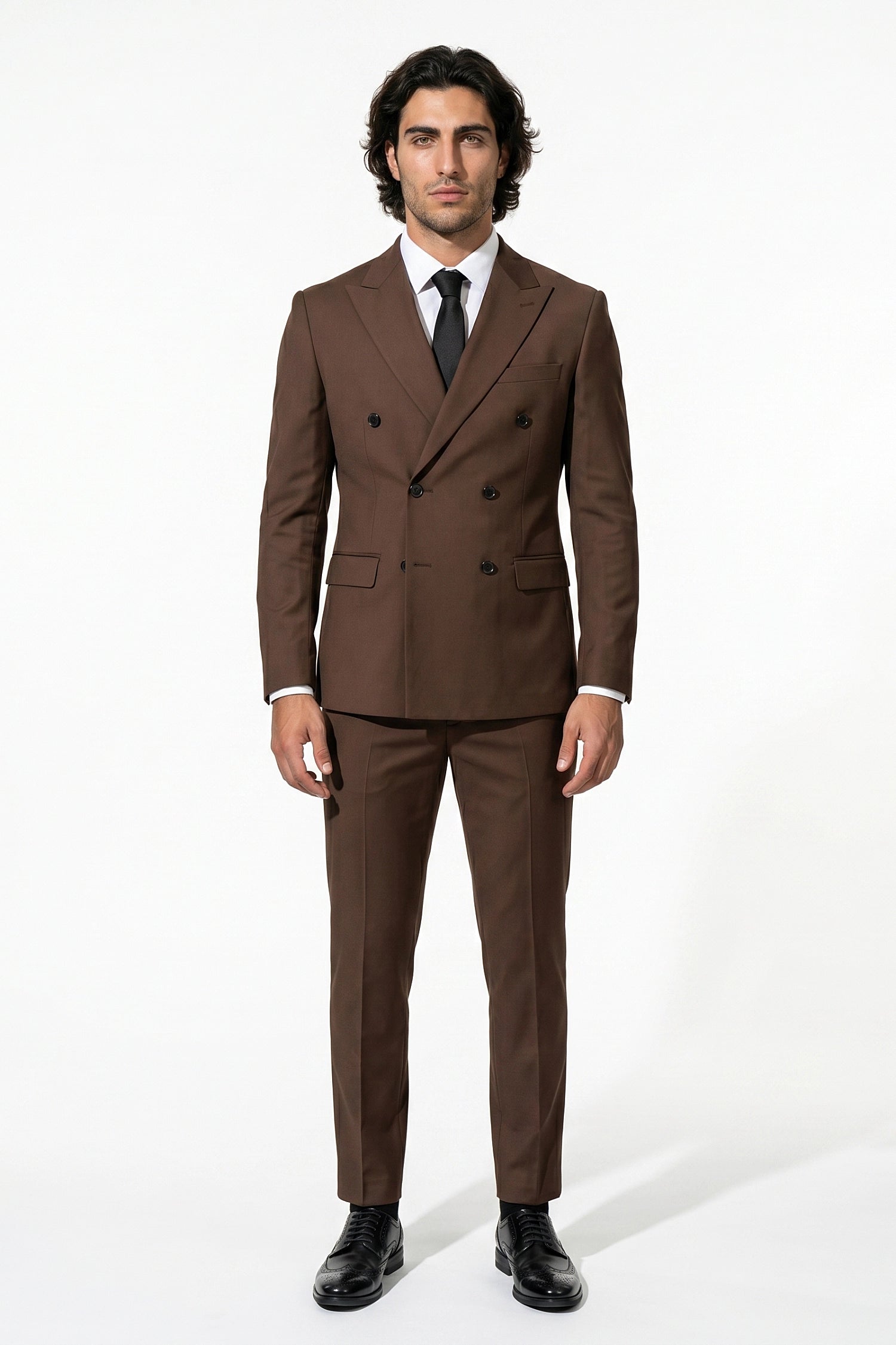 Caurelle | Men’s Two Piece Suit Set Double Breasted Peaked Lapel Tailored