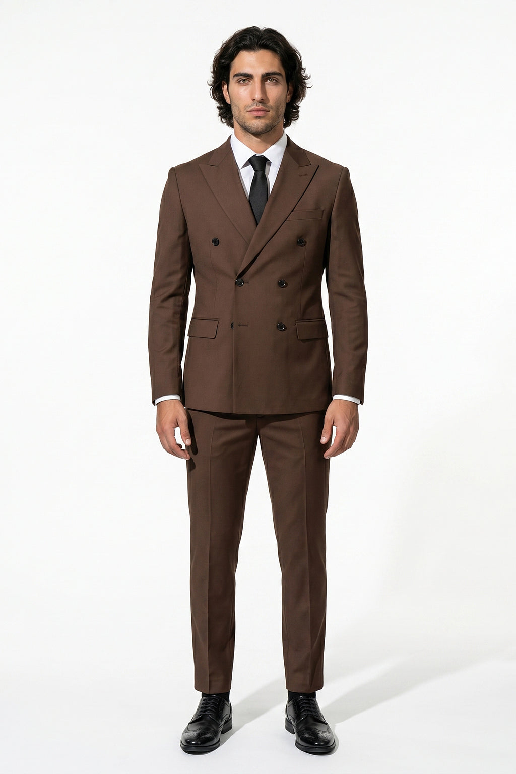 Caurelle | Men’s Two Piece Suit Set Double Breasted Peaked Lapel Tailored