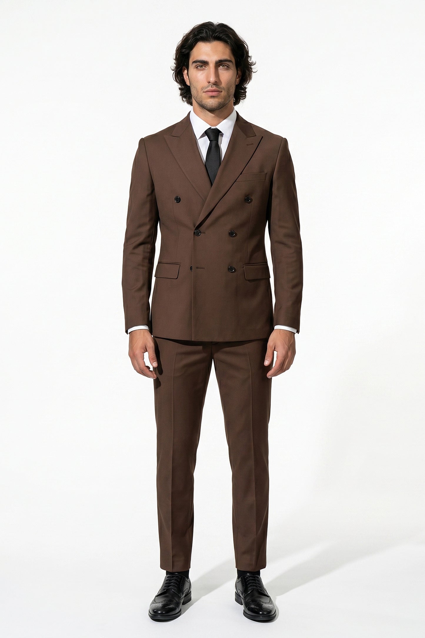 Caurelle | Men’s Two Piece Suit Set Double Breasted Peaked Lapel Tailored