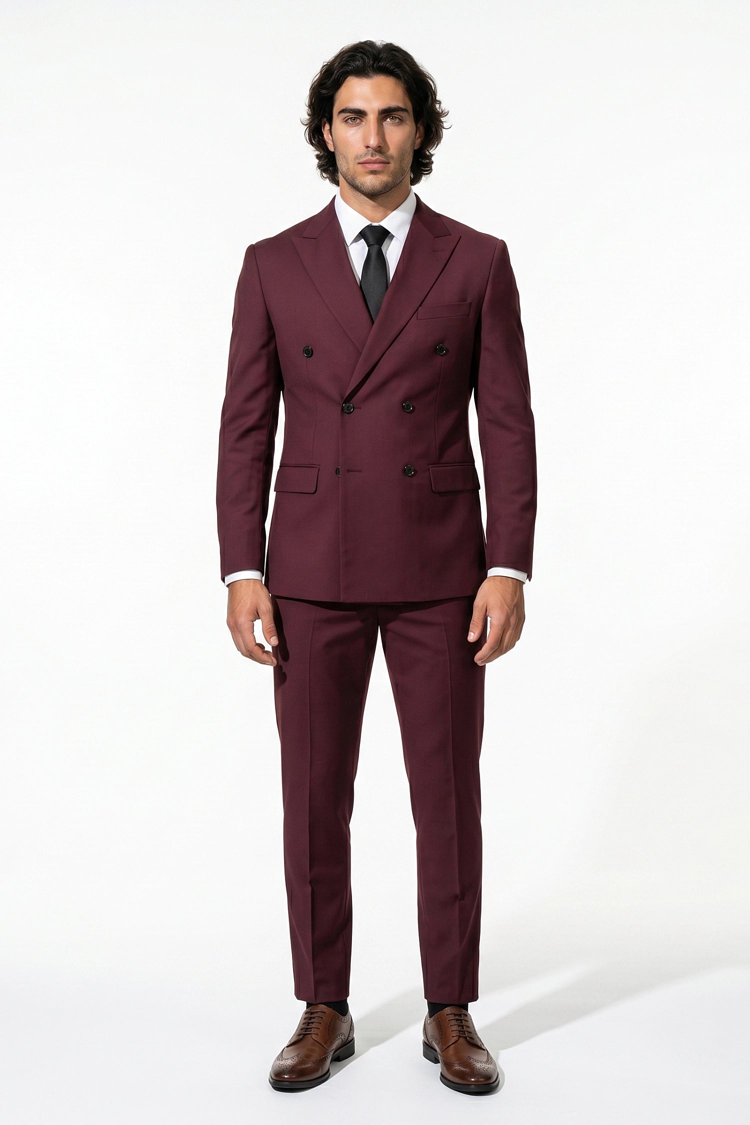 Caurelle | Men’s Two Piece Suit Set Double Breasted Peaked Lapel Tailored