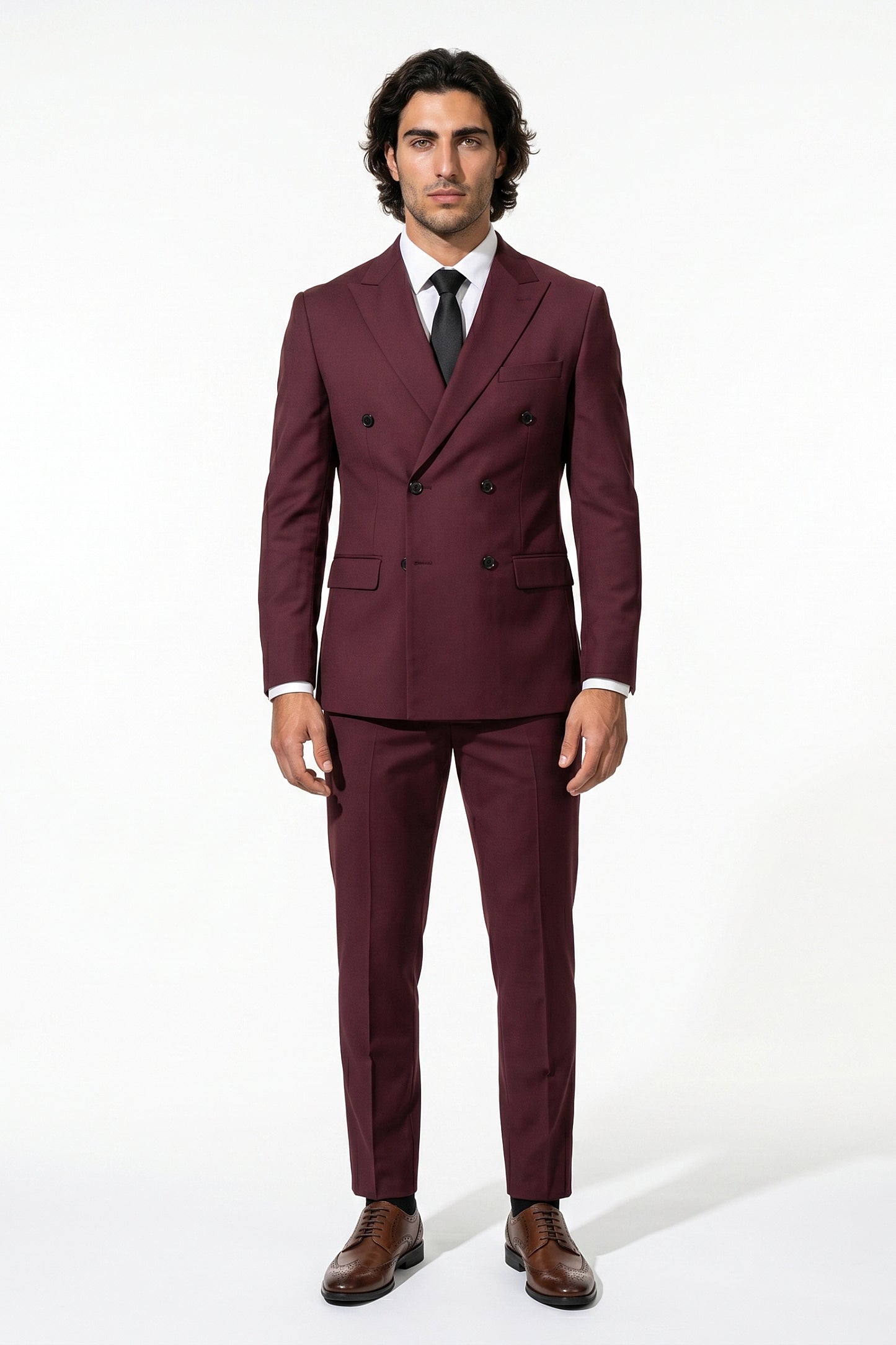 Caurelle | Men’s Two Piece Suit Set Double Breasted Peaked Lapel Tailored