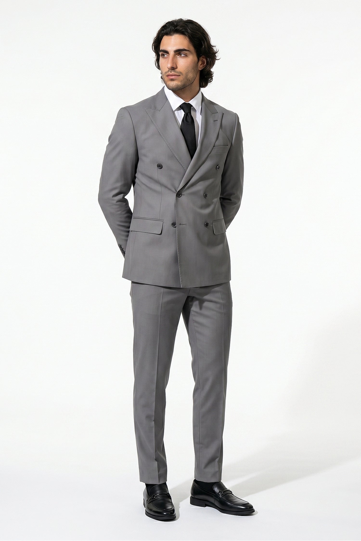 Caurelle | Men’s Two Piece Suit Set Double Breasted Peaked Lapel Tailored