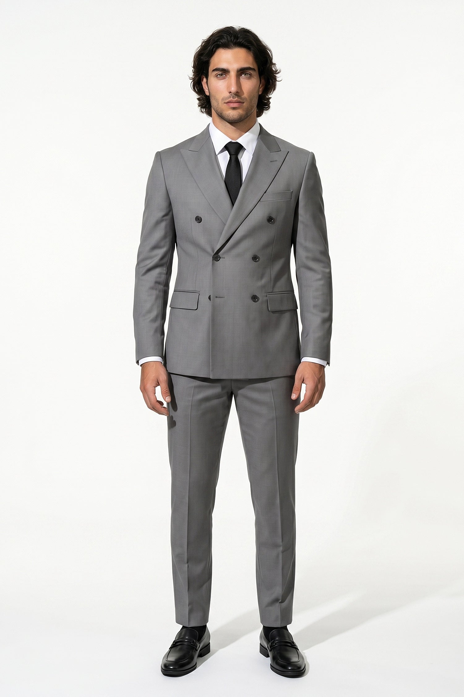 Caurelle | Men’s Two Piece Suit Set Double Breasted Peaked Lapel Tailored