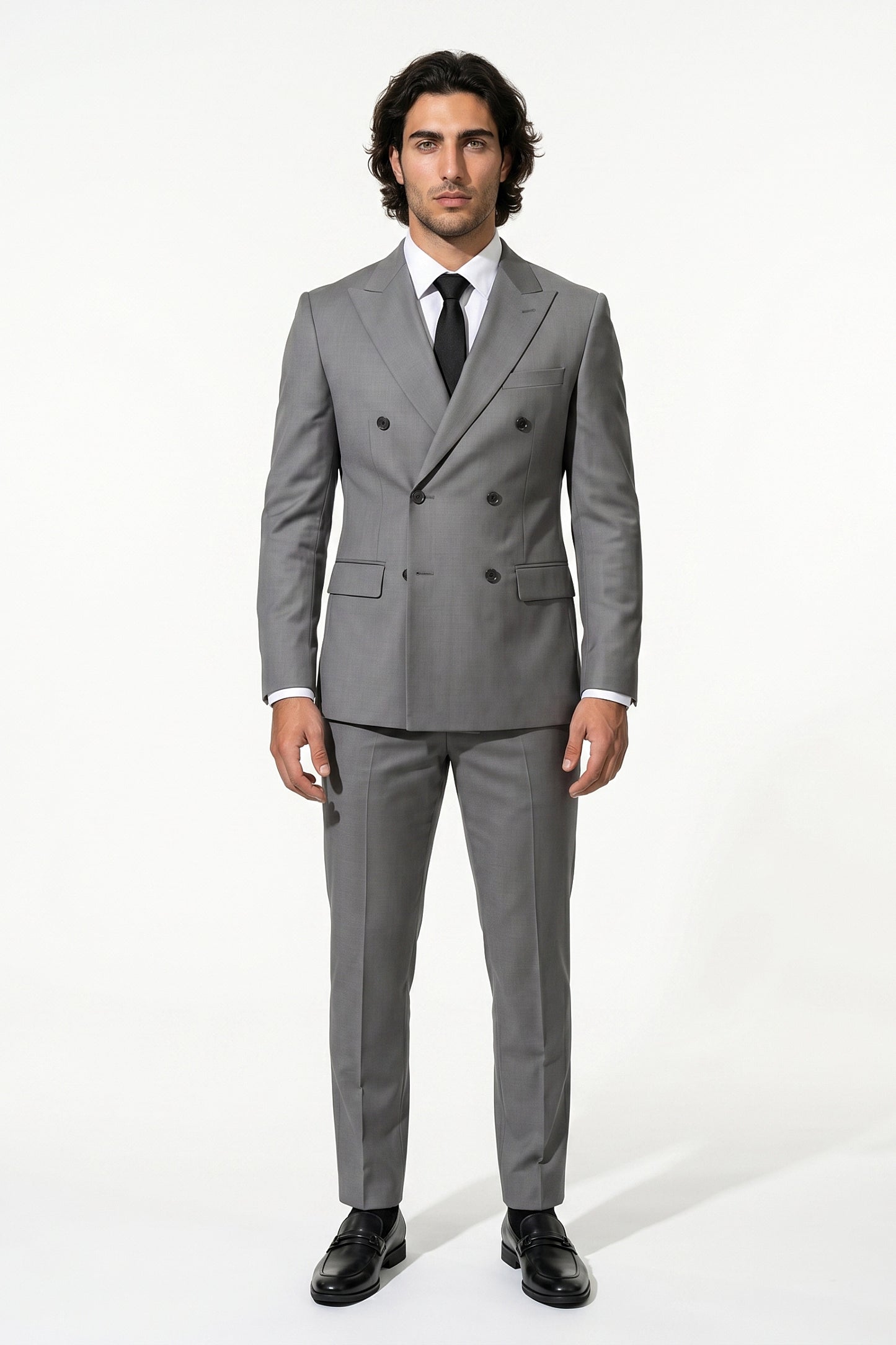 Caurelle | Men’s Two Piece Suit Set Double Breasted Peaked Lapel Tailored
