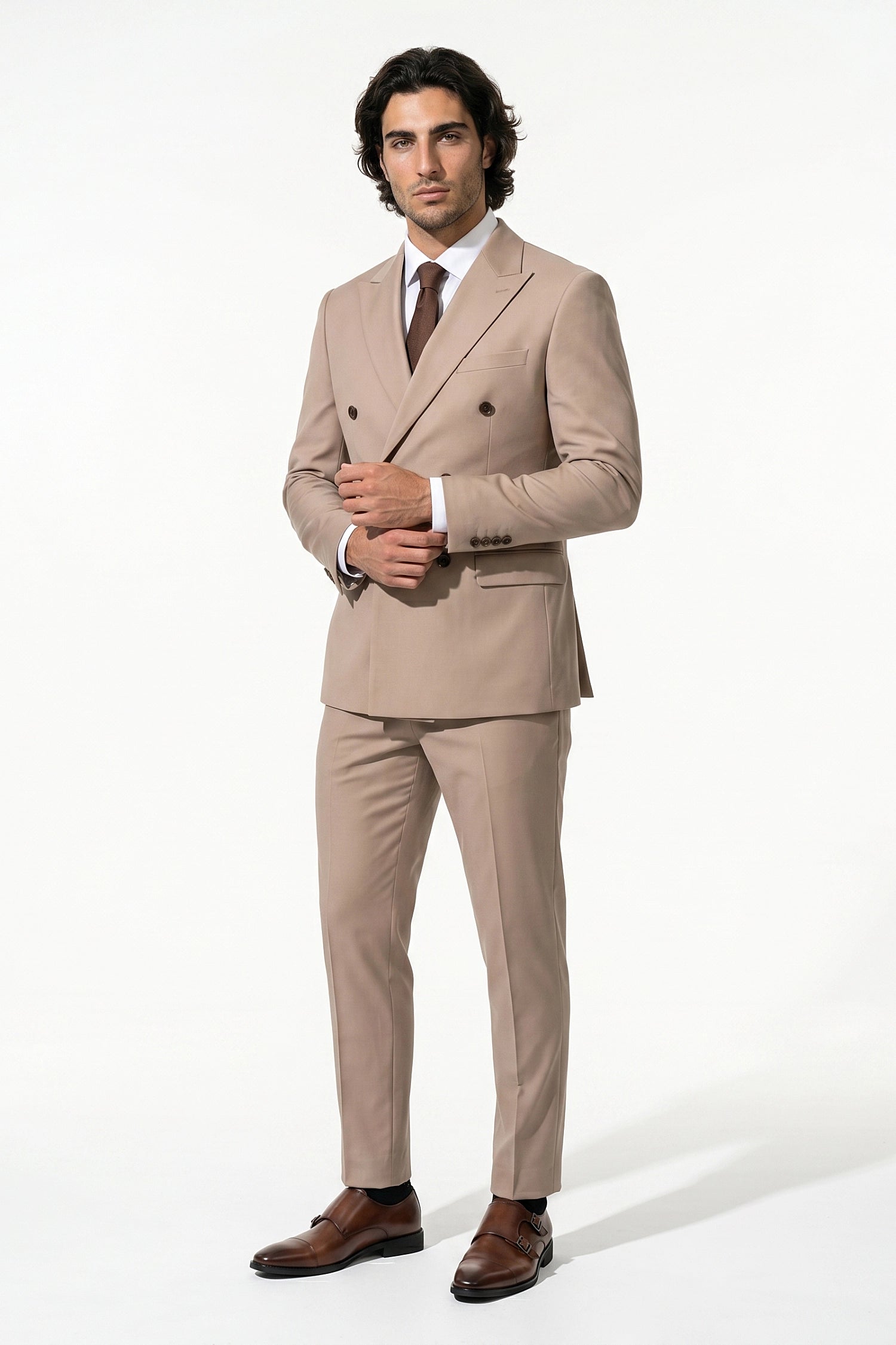 Caurelle | Men’s Two Piece Suit Set Double Breasted Peaked Lapel Tailored
