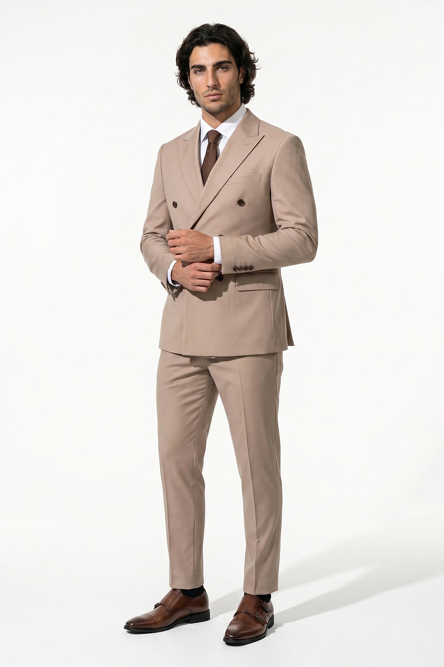 Caurelle | Men’s Two Piece Suit Set Double Breasted Peaked Lapel Tailored