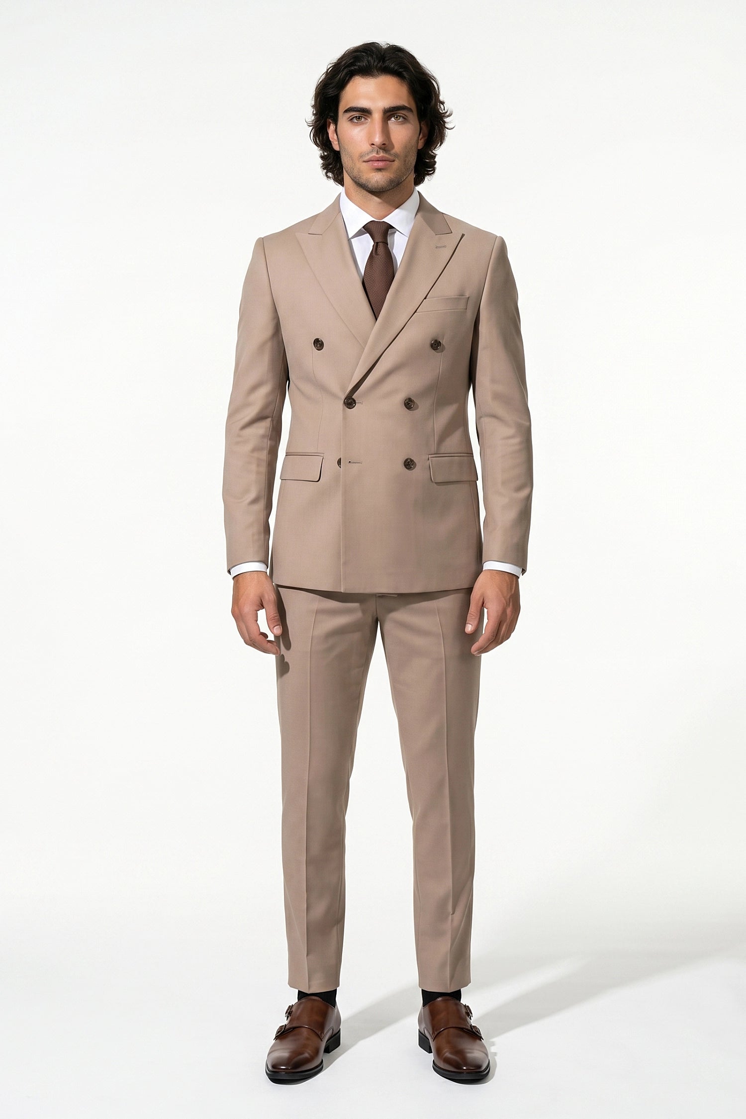 Caurelle | Men’s Two Piece Suit Set Double Breasted Peaked Lapel Tailored
