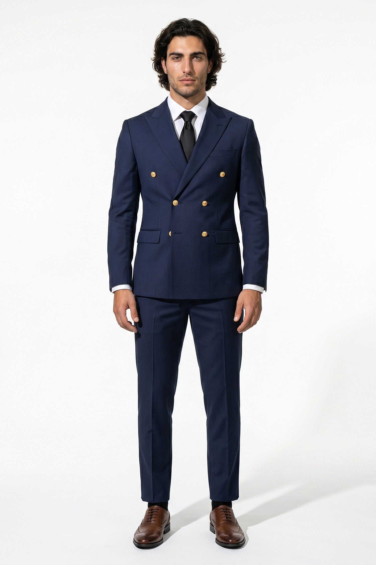 Caurelle | Men’s Two Piece Suit Set Double Breasted Peaked Lapel Tailored