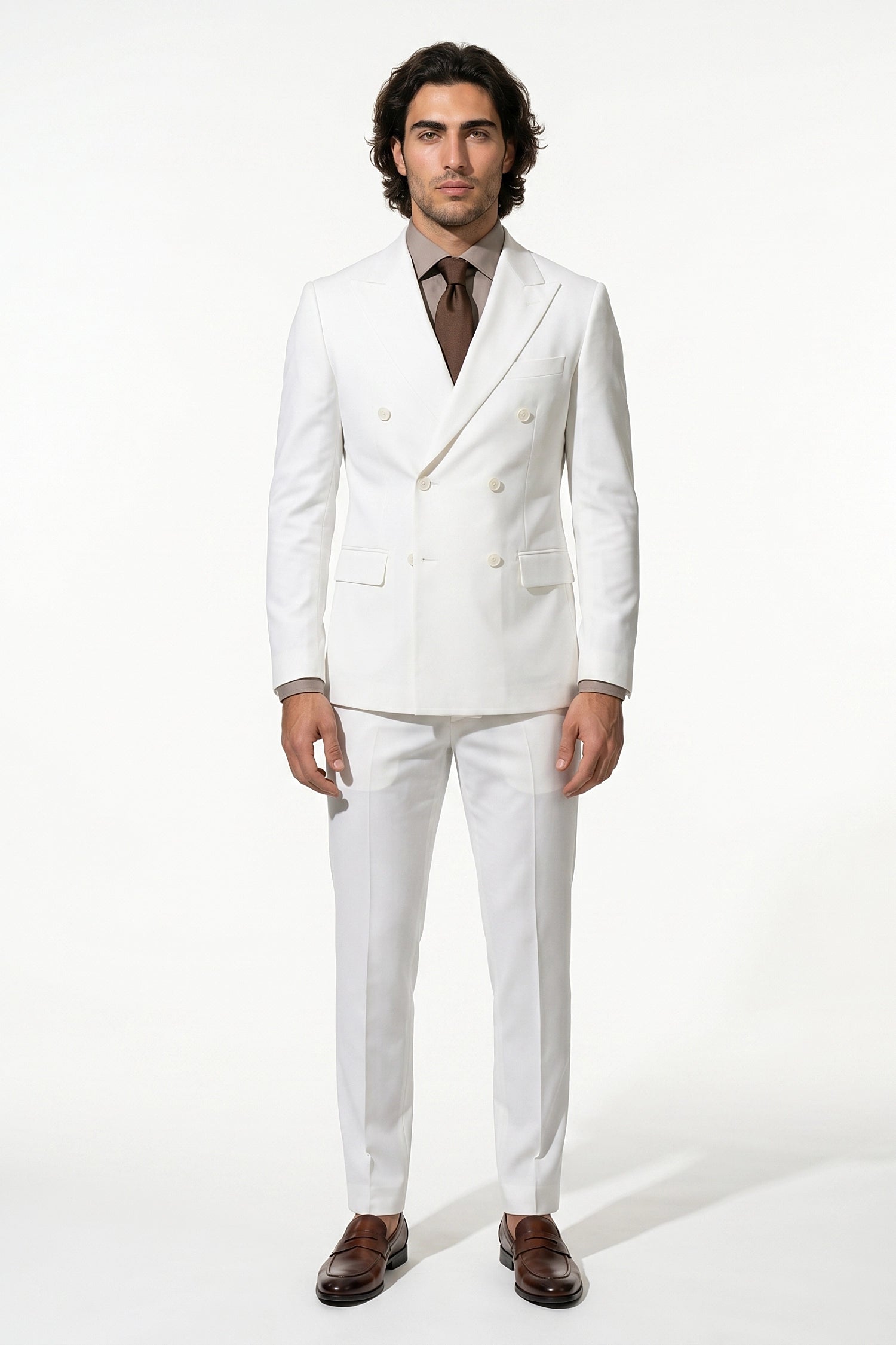 Caurelle | Men’s Two Piece Suit Set Double Breasted Peaked Lapel Tailored