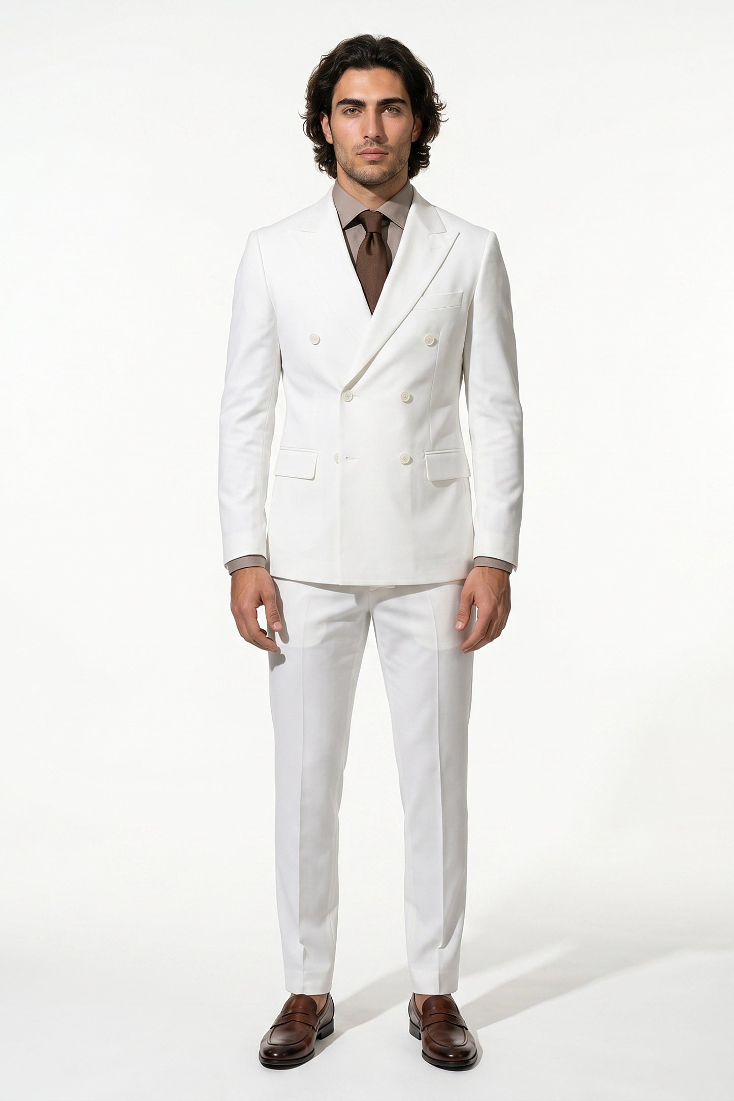 Caurelle | Men’s Two Piece Suit Set Double Breasted Peaked Lapel Tailored
