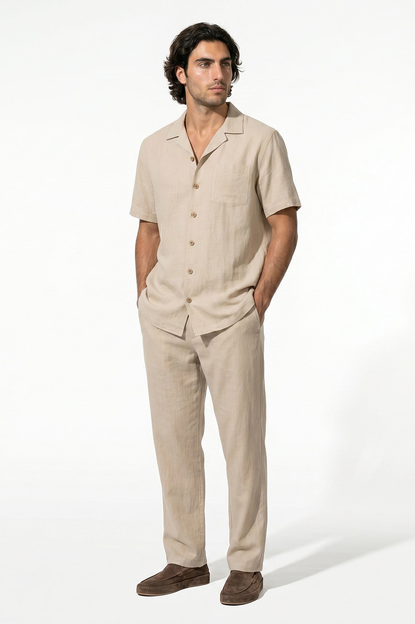 Caurelle | Men’s Linen Shirt and Trousers Set Relaxed Beach Wear