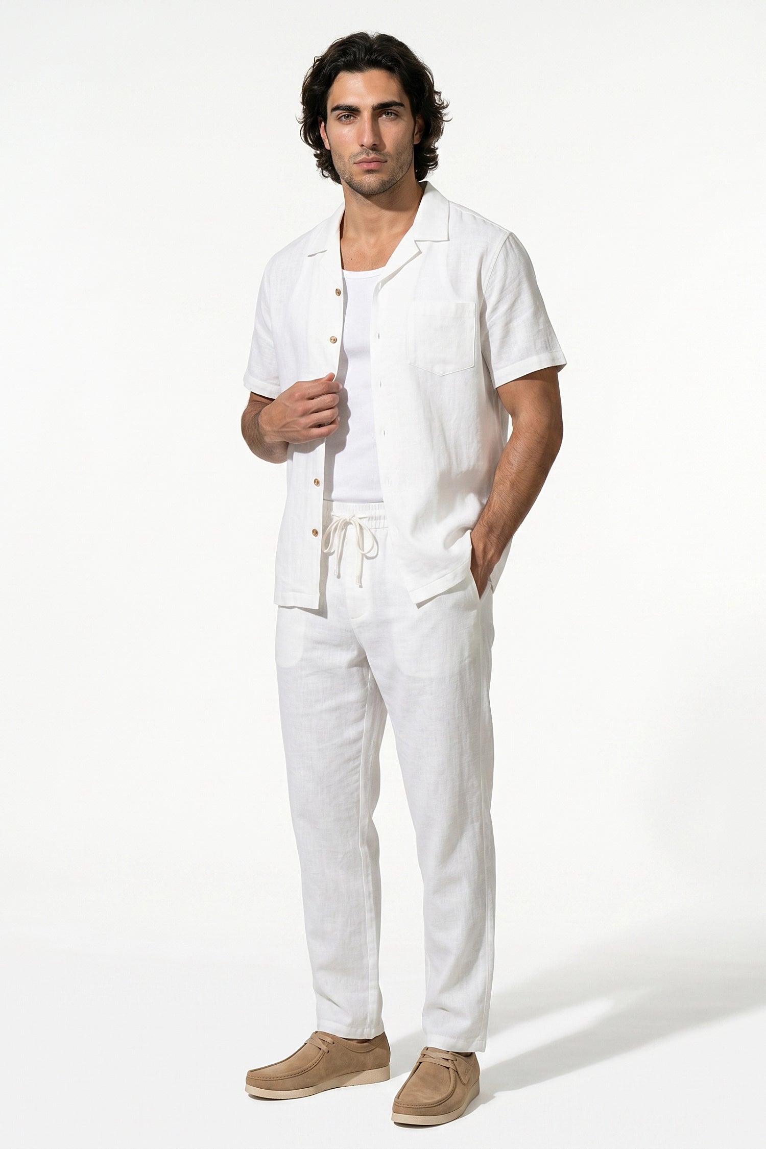 Caurelle | Men’s Linen Shirt and Trousers Set Relaxed Beach Wear